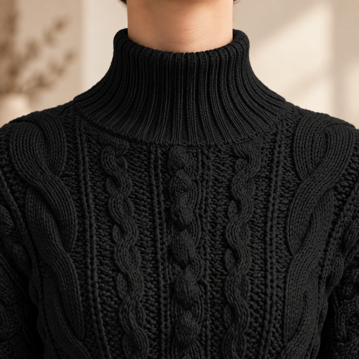 Rippstrick-Midikleid Angelika – Rollkragen Stretch