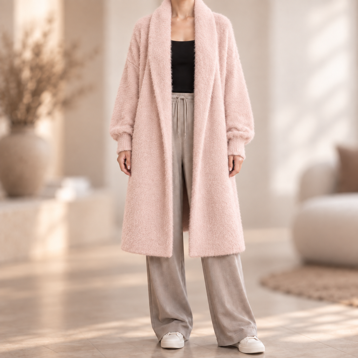 Strickmantel Frauke – Knielang & Kuschelweich