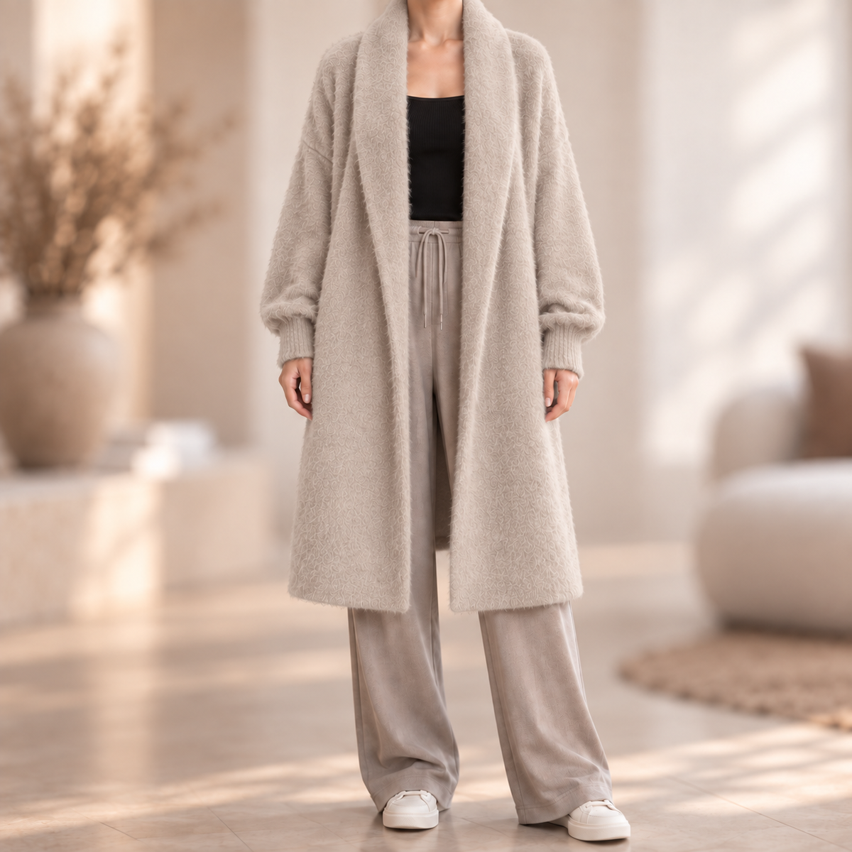 Strickmantel Frauke – Knielang & Kuschelweich