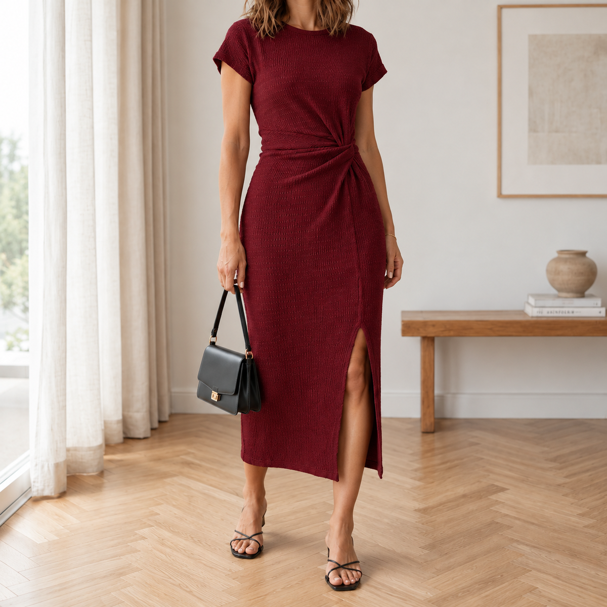 Midikleid Idun – Geknotet mit Beinschlitz