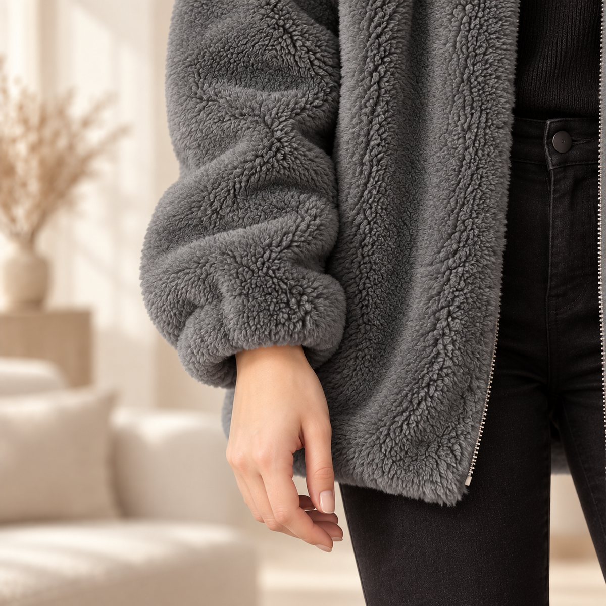 Fleece-Mantel Katharina – Oversized mit Reißverschluss