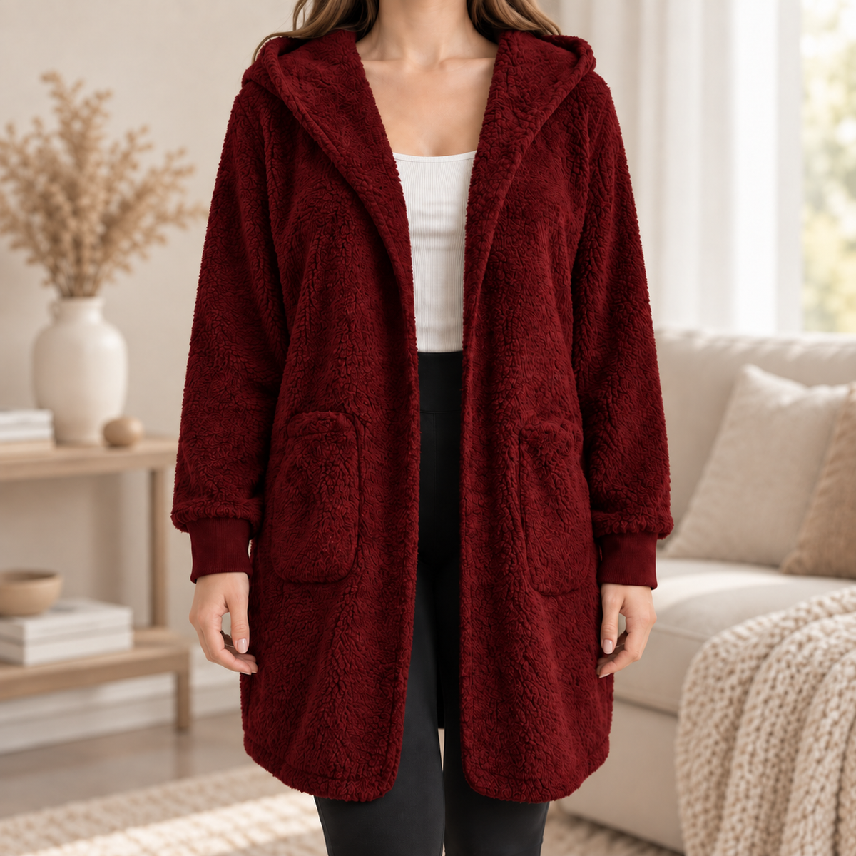 Hoodie-Cardigan Imke – Lang mit Kapuze