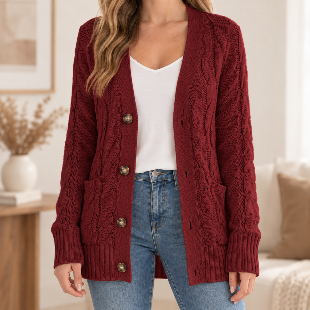 Oversize-Cardigan Silke – Einreihig mit V-Ausschnitt