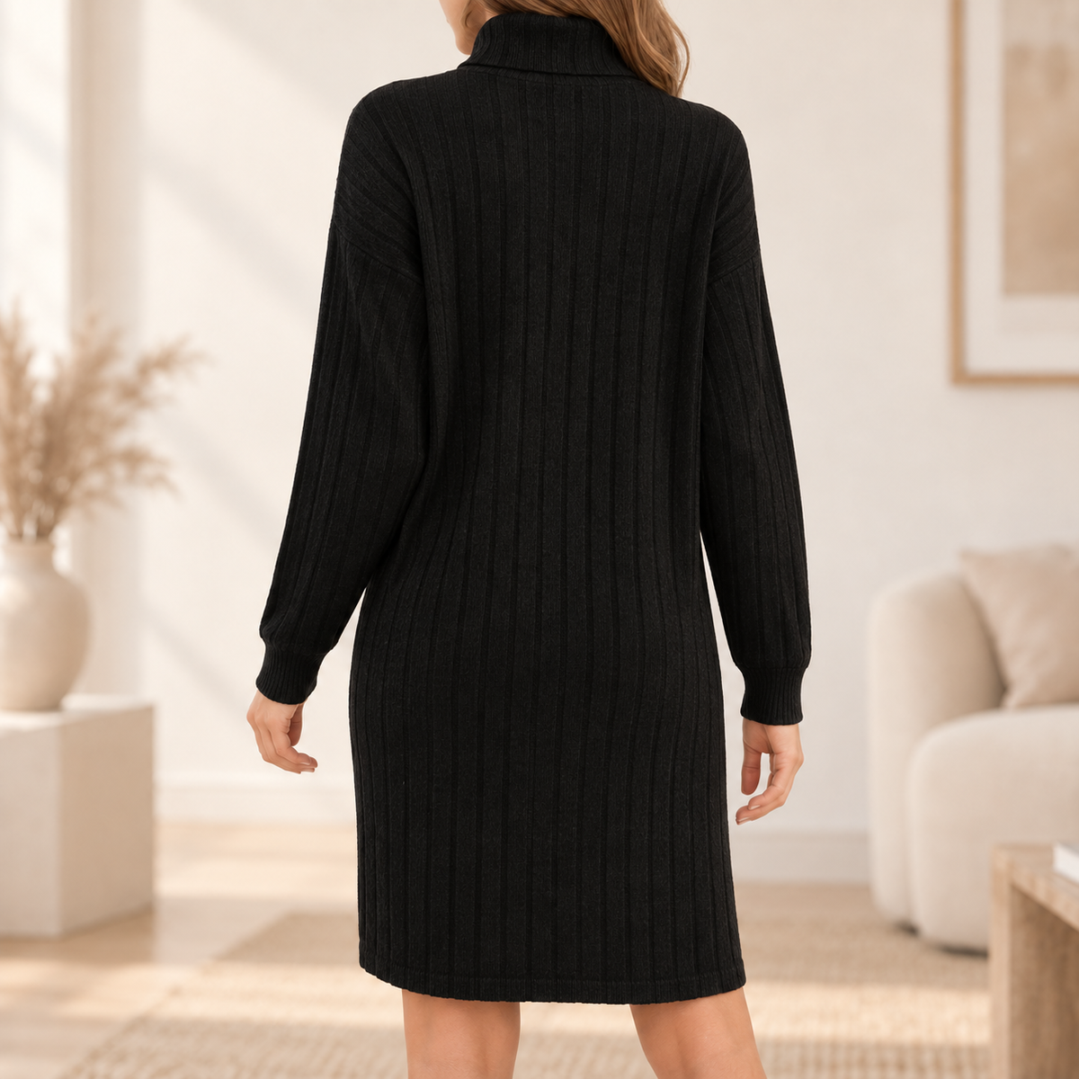 Rollkragen-Strickkleid Ute – Locker & Bequem