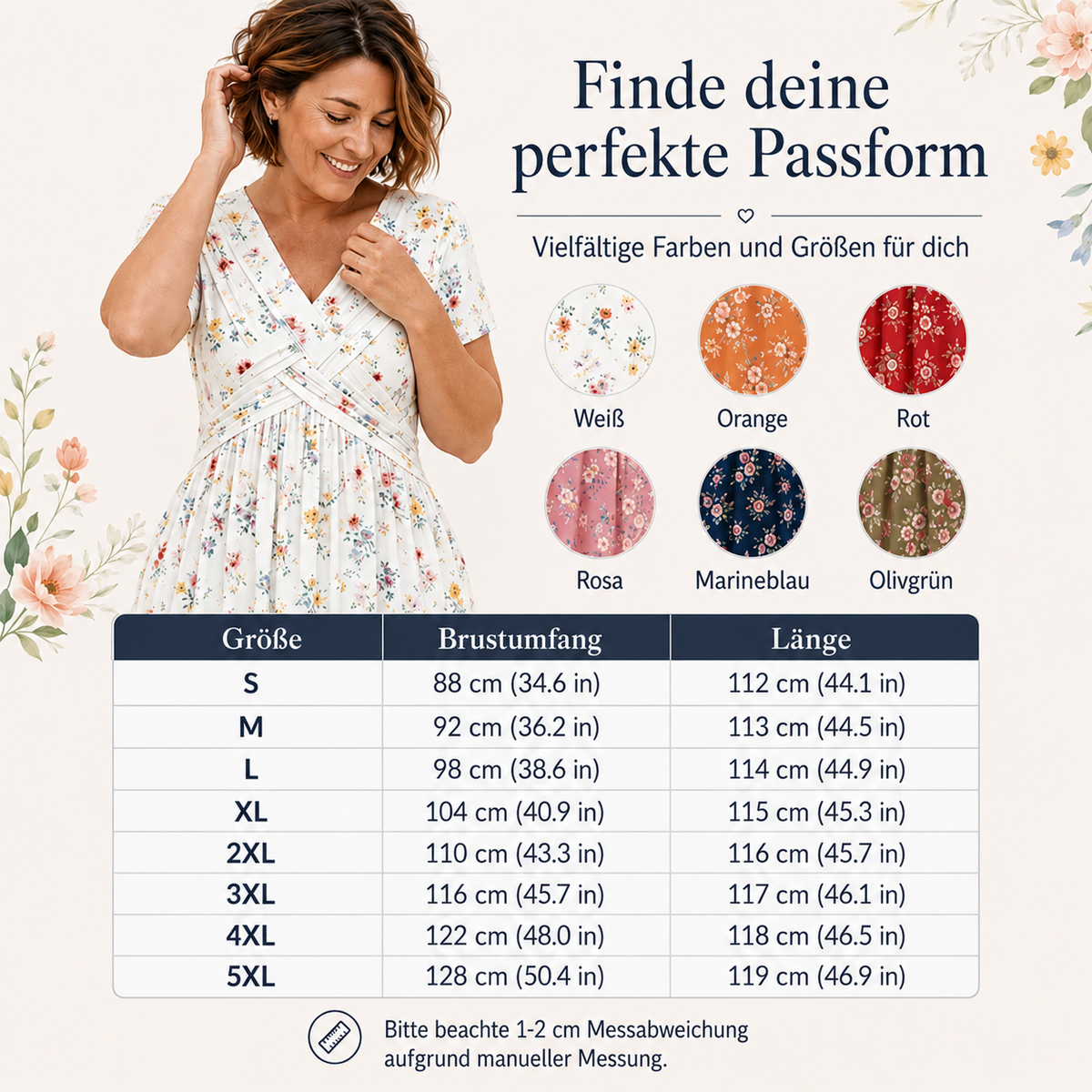 Sommerkleid Yara – V-Ausschnitt mit Blumenprint und Taillenknoten