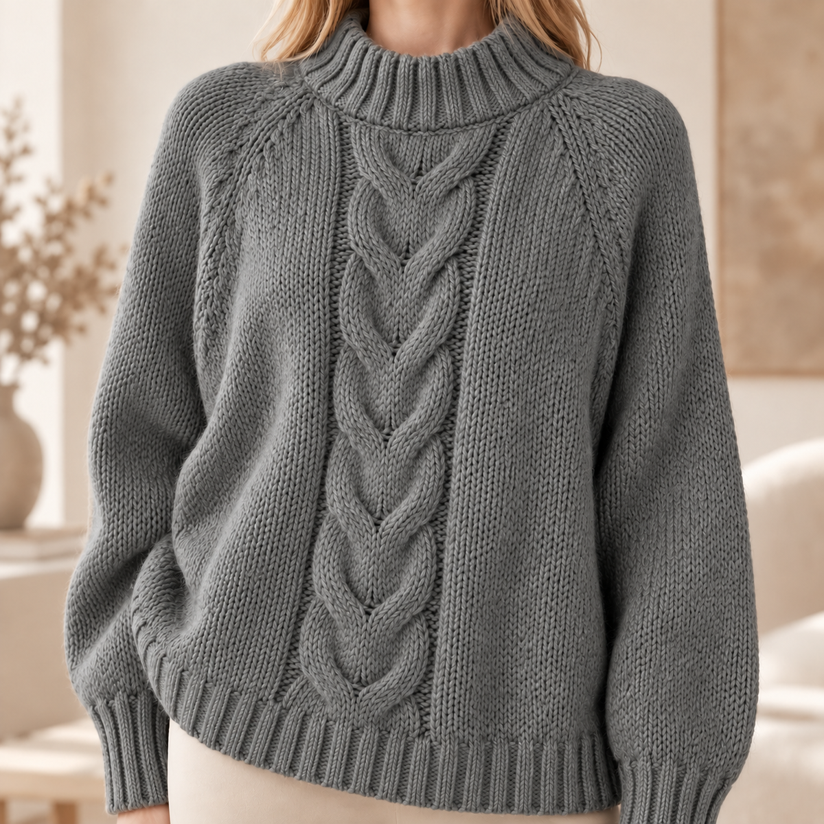 Strickpullover Johanna – Zopfmuster im Vintage-Look