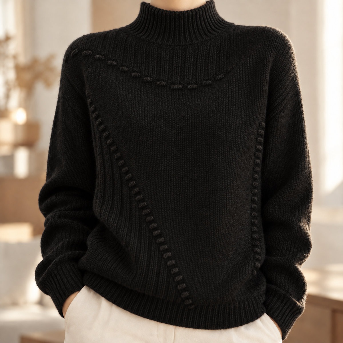 Zopfstrick-Rollkragenpullover Mathilda – Oversize & Warm