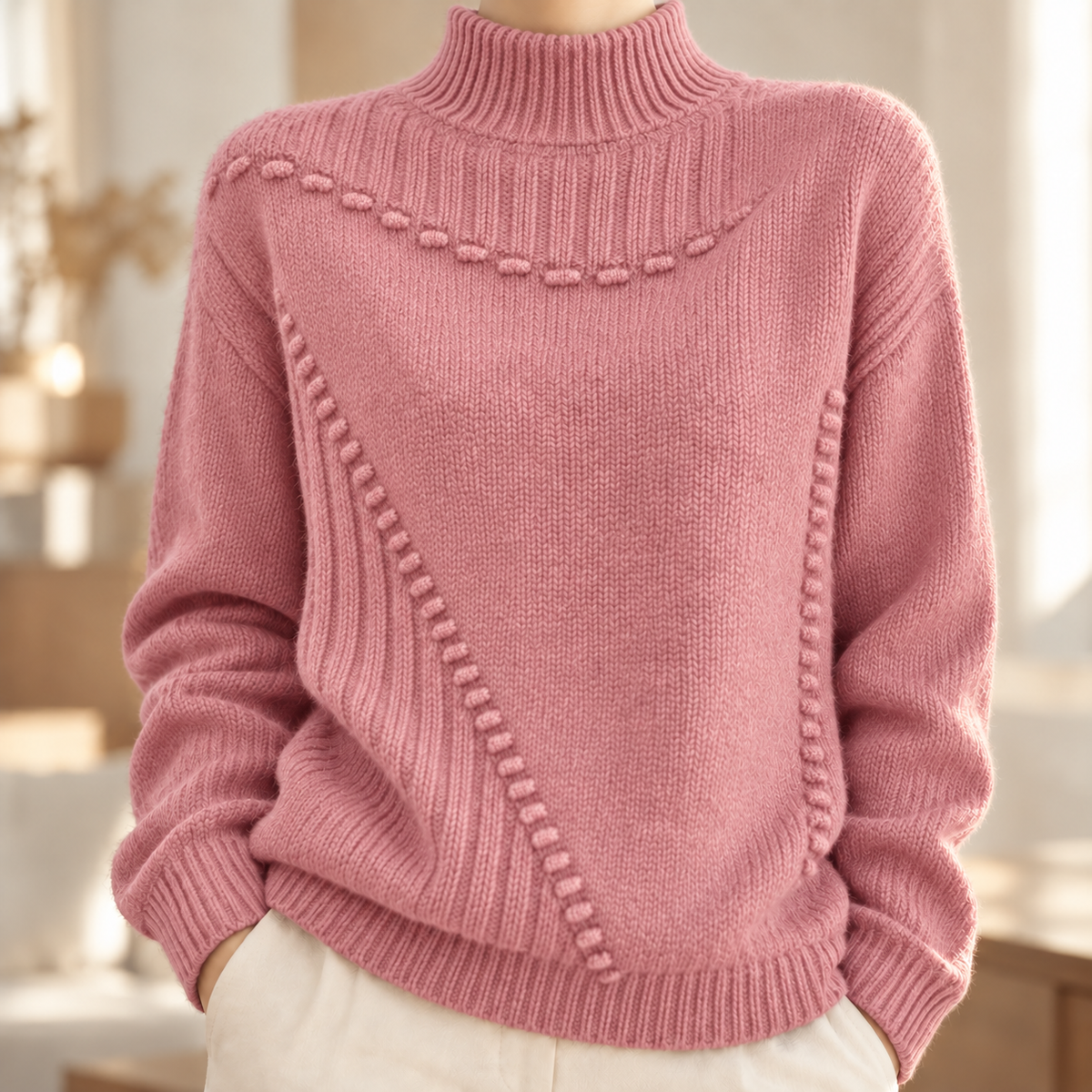 Zopfstrick-Rollkragenpullover Mathilda – Oversize & Warm