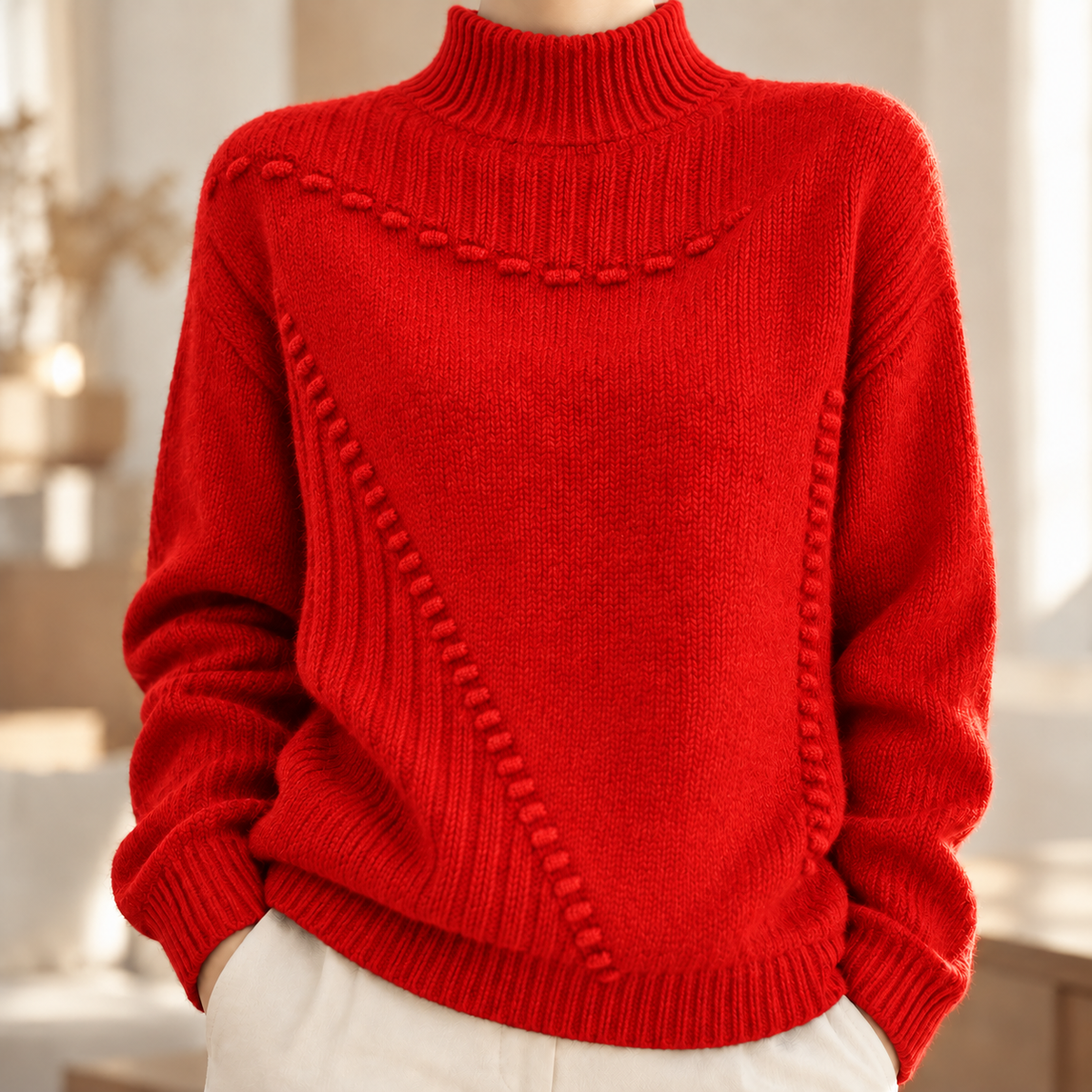 Zopfstrick-Rollkragenpullover Mathilda – Oversize & Warm