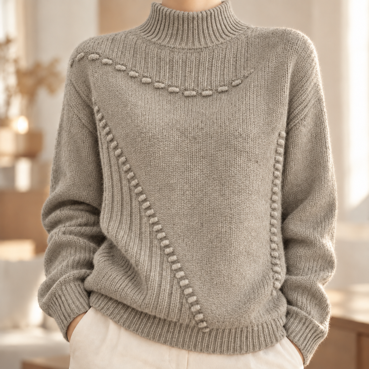 Zopfstrick-Rollkragenpullover Mathilda – Oversize & Warm