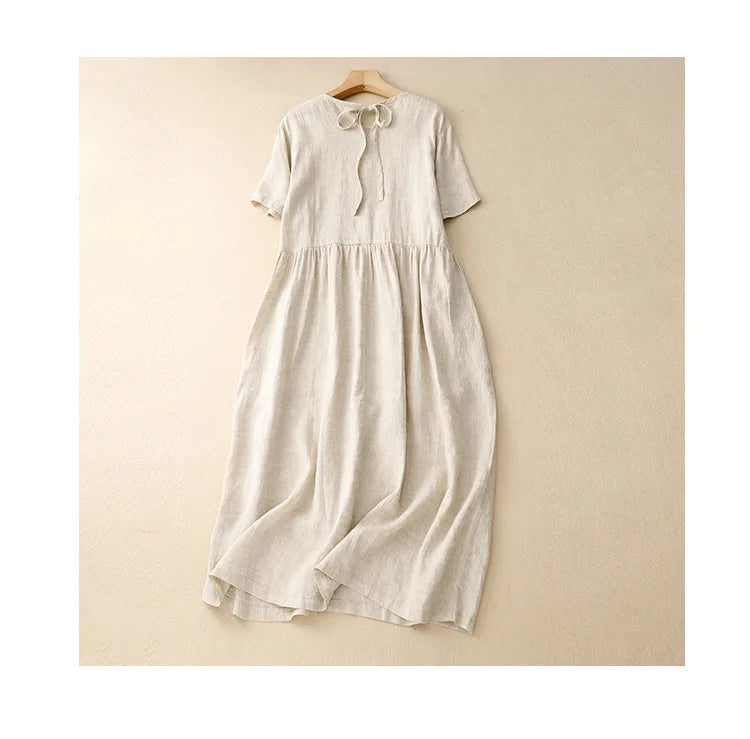 Leinen-Trapezkleid Hedda – Weiter Schwung & Rundhals