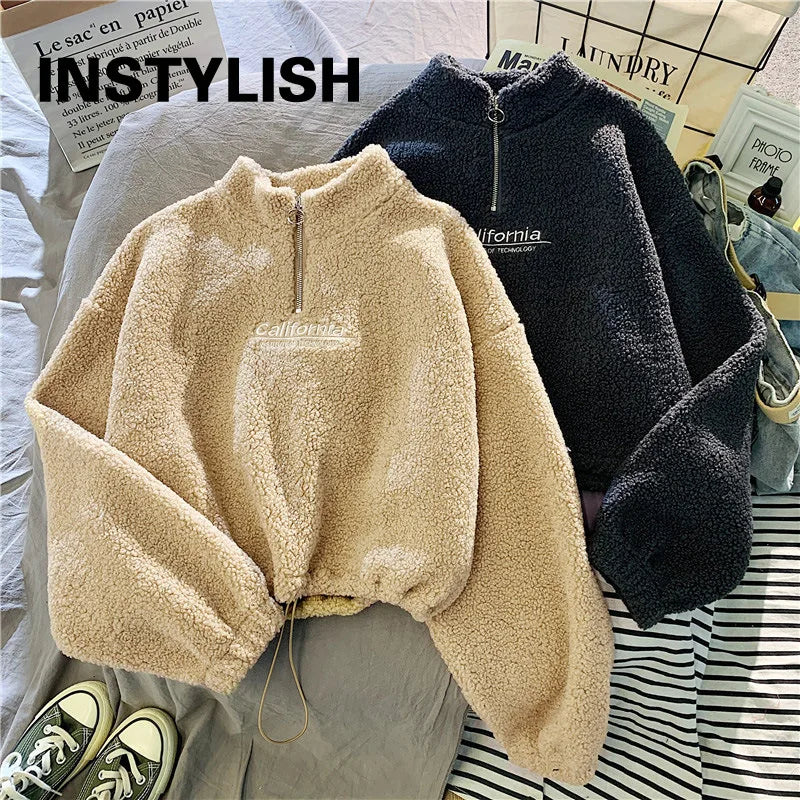 Teddy-Halfzip Romi – cropped & kuschelweich