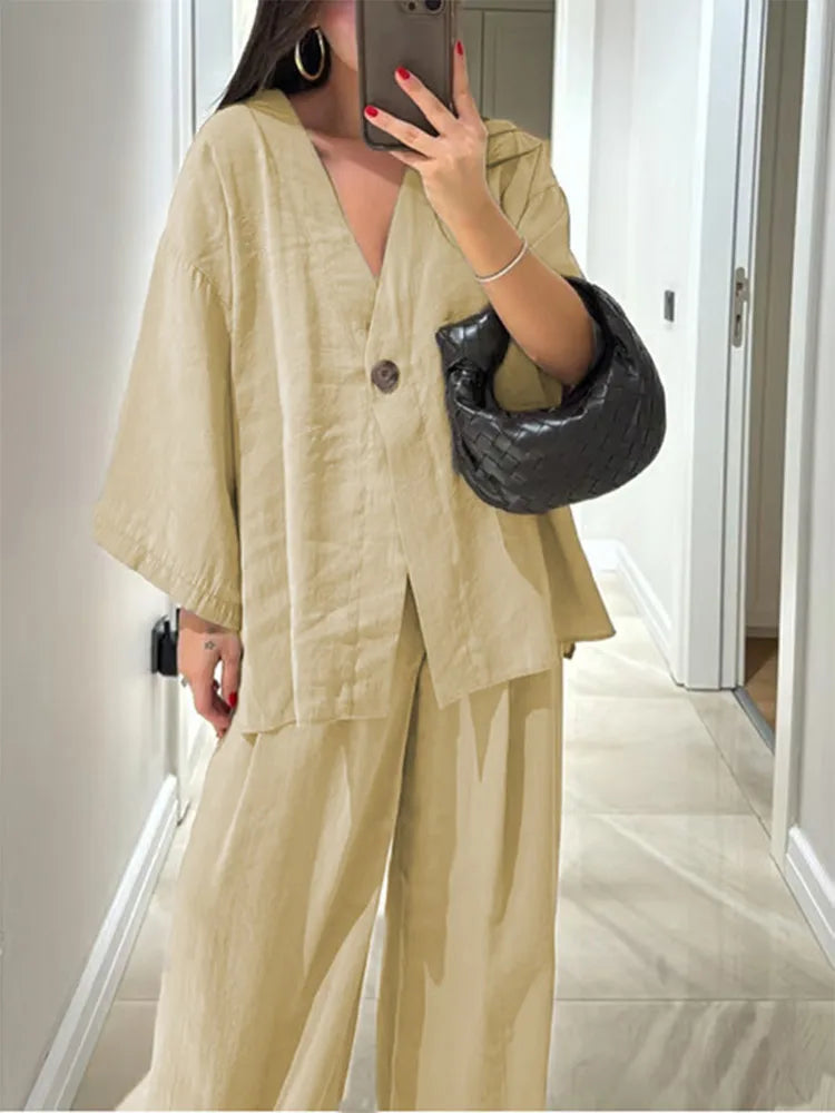 Loungewear-Set Mara – Bluse & weite Hose