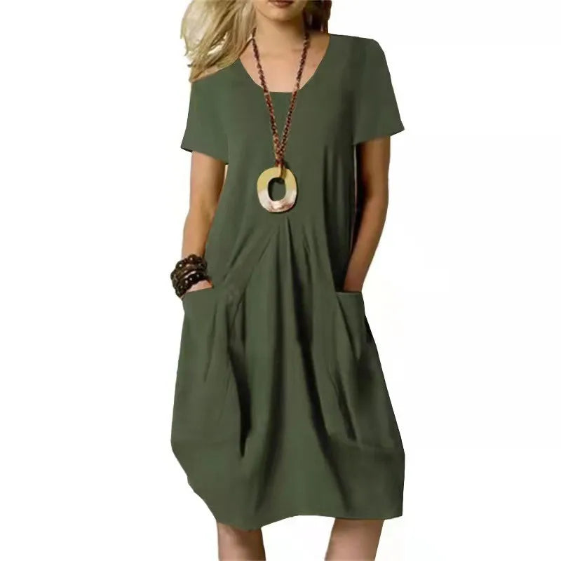 Leinen-Sommerkleid Mira – Lockerer Schnitt mit Taschen