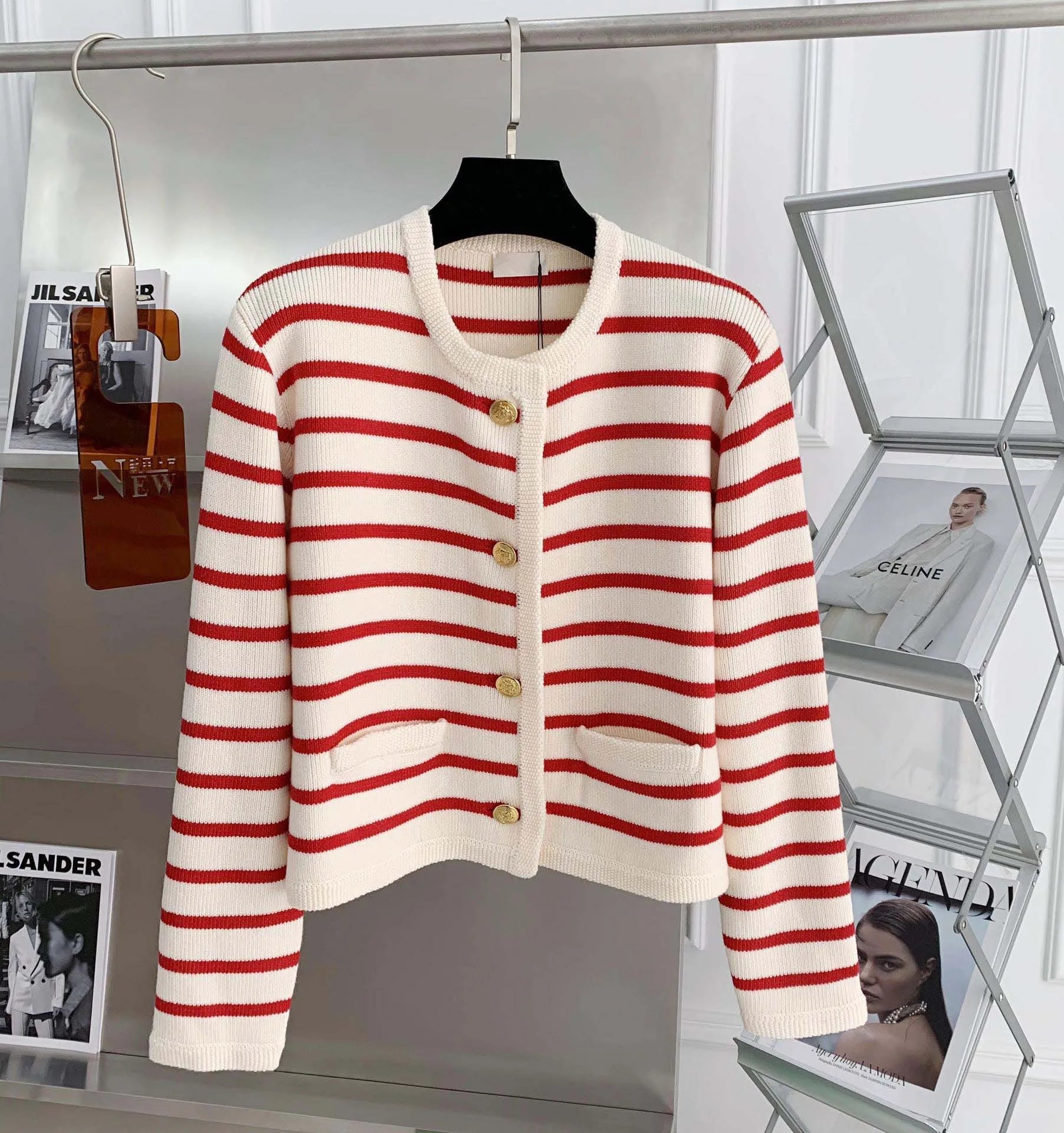 Strickjacke Colette – Streifen-Cardigan mit Knopfleiste