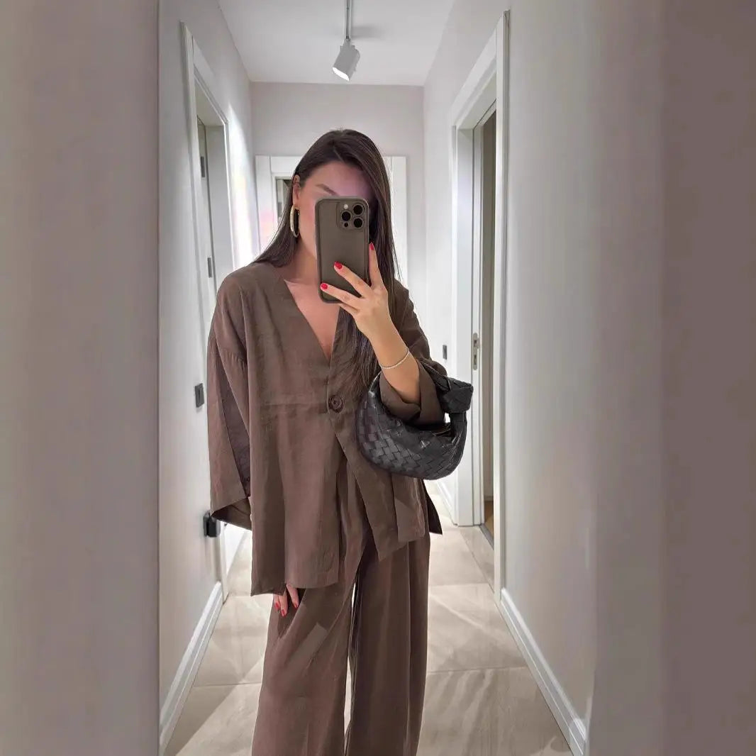 Loungewear-Set Mara – Bluse & weite Hose