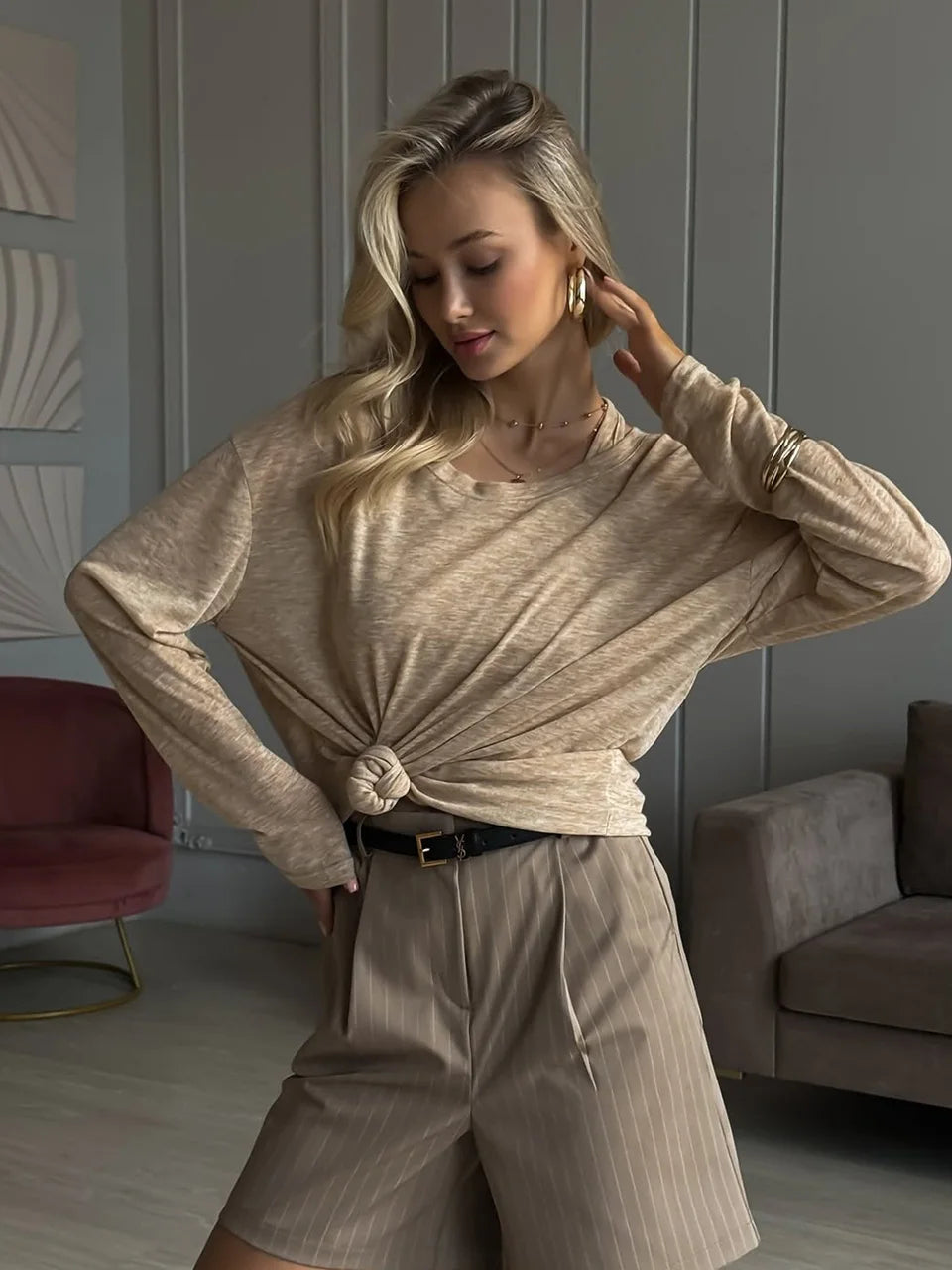 Strick-Loungehose Frida – Relaxter Schnitt in Feinstrick-Optik