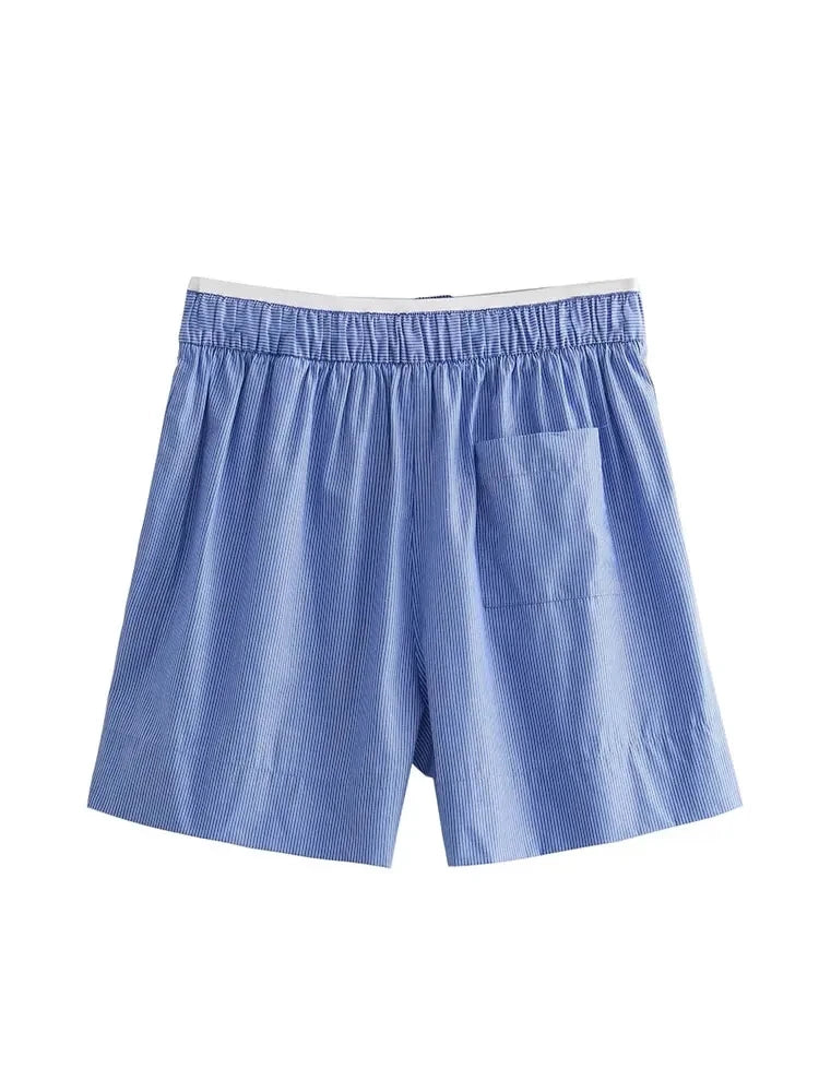 Loungewear-Set Juna – Streifen-Hemd & Shorts