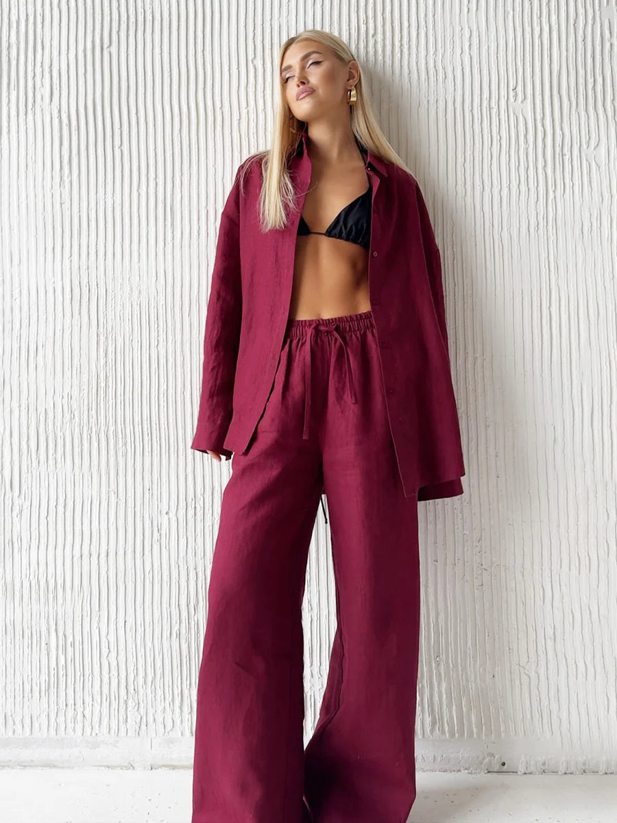 Loungewear-Set Liora – Hemdbluse & Hose