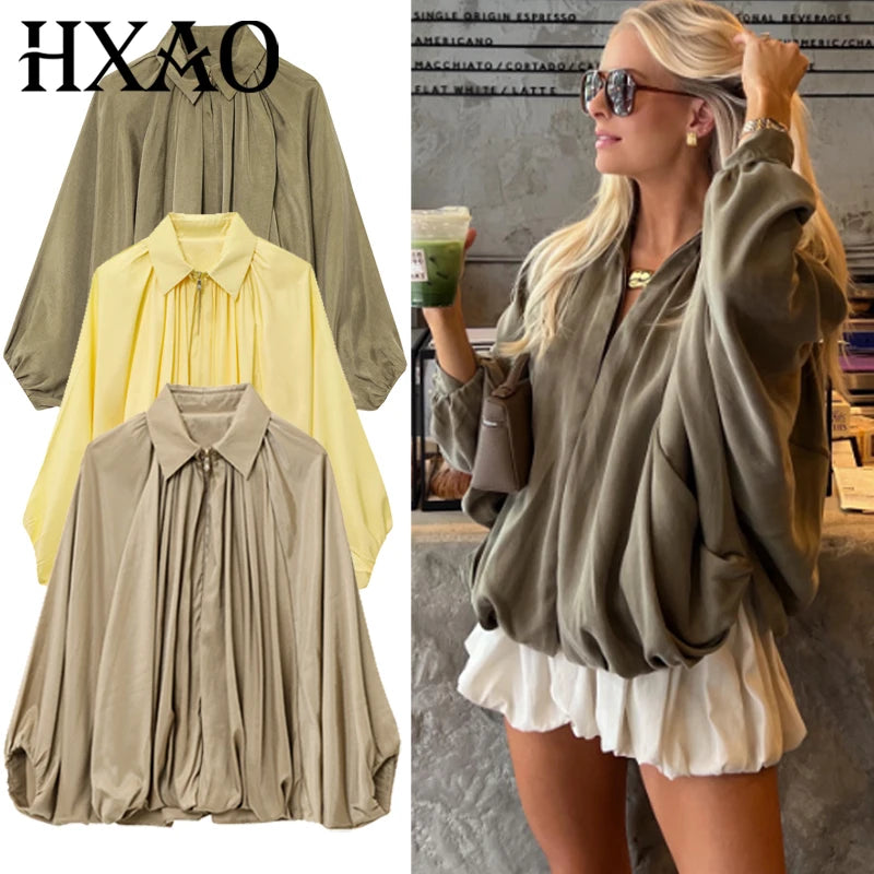 Oversize-Hemdbluse Lotte – Puffärmel & Ballonsaum