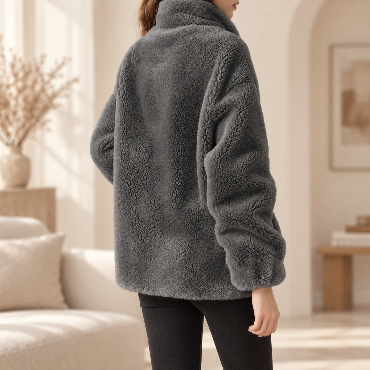 Fleece-Mantel Katharina – Oversized mit Reißverschluss