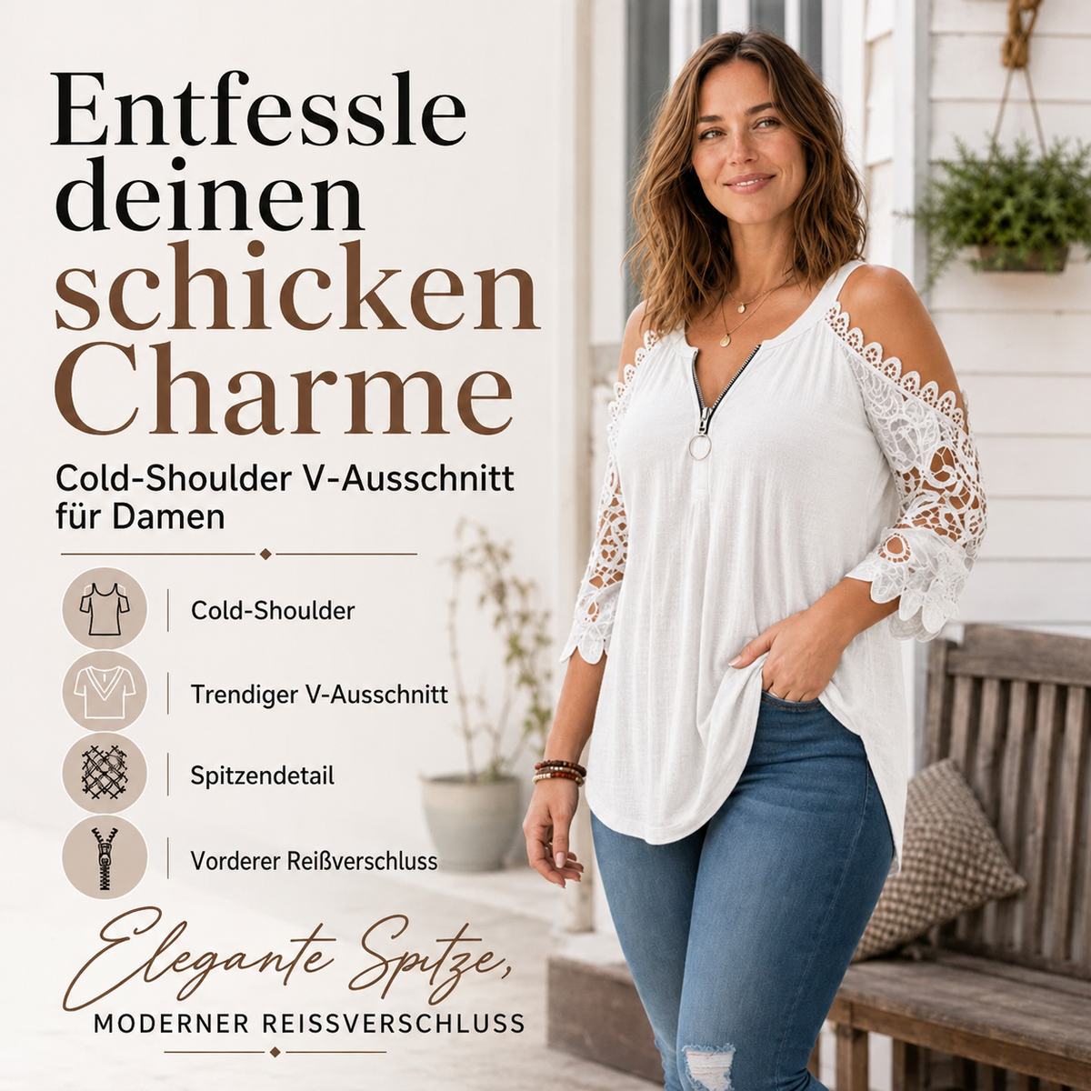 Spitzen-Top Amelie Damen Verspielt-Elegant fuer Jeden Anlass