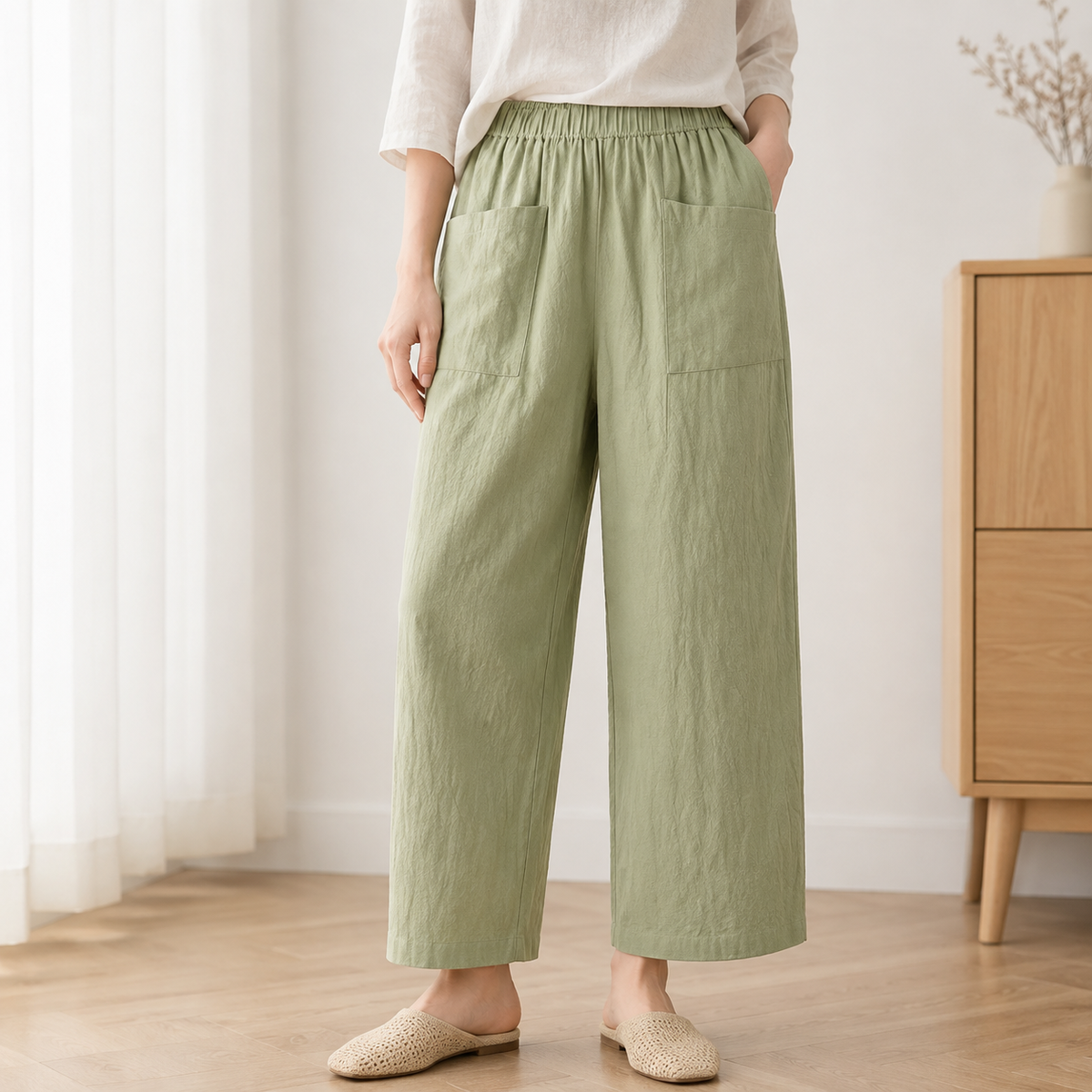 Weite Leinenhose Alina Damen Laessig-Bequem fuer den Alltag