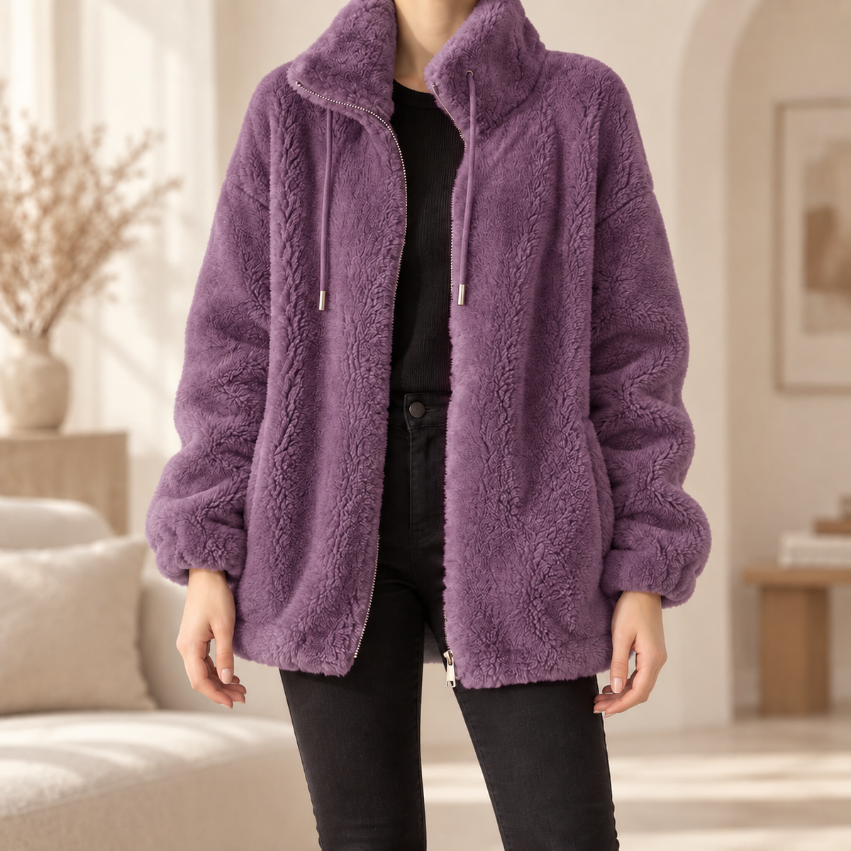 Fleece-Mantel Katharina – Oversized mit Reißverschluss
