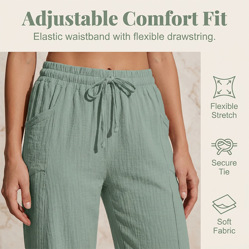 Cropped-Leinenhose Nele Damen Vorderansicht
