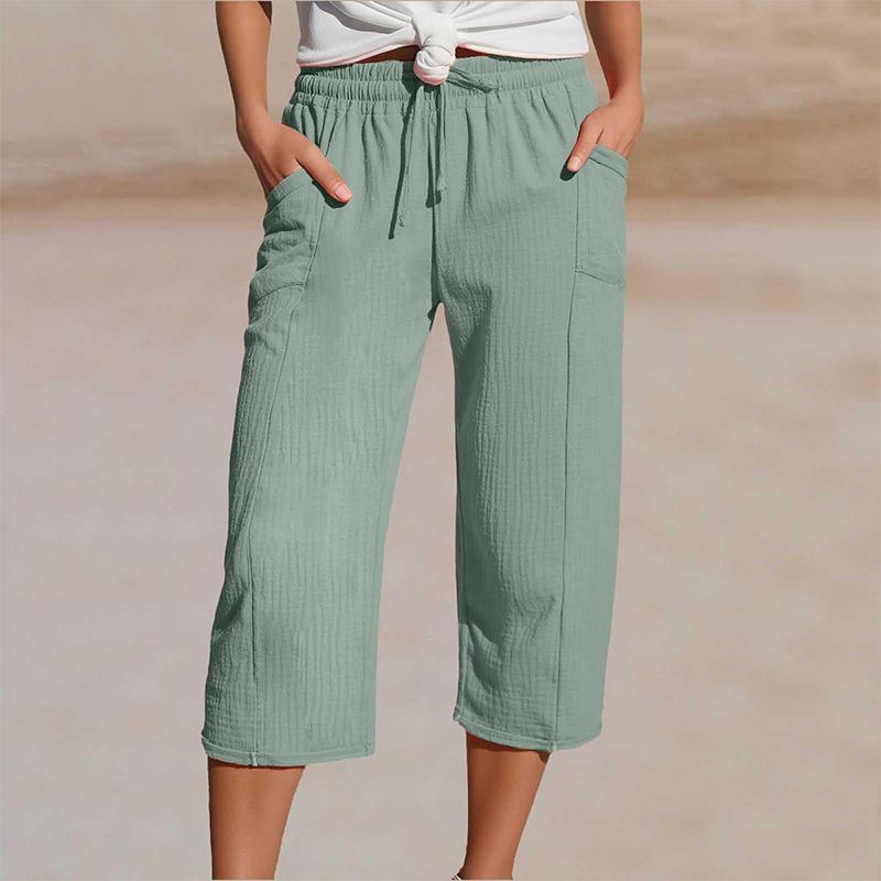 Cropped-Leinenhose Nele Farbe Hellgruen