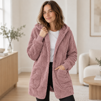 Teddy-Cardigan Karla – Oversized mit Kapuze