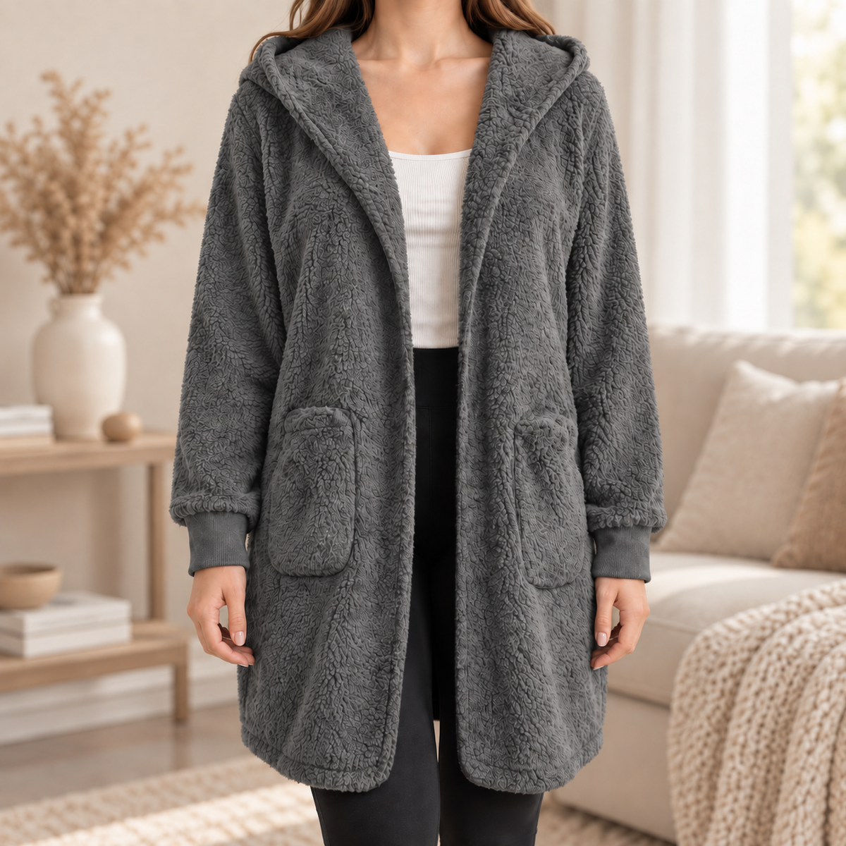 Hoodie-Cardigan Imke – Lang mit Kapuze