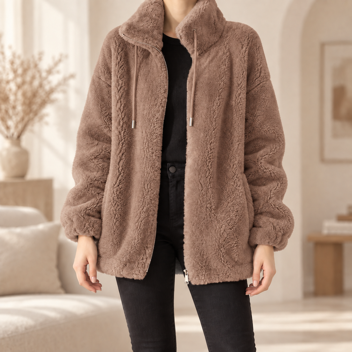 Fleece-Mantel Katharina – Oversized mit Reißverschluss
