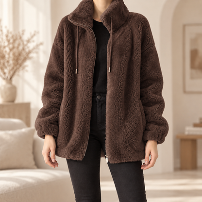 Fleece-Mantel Katharina – Oversized mit Reißverschluss