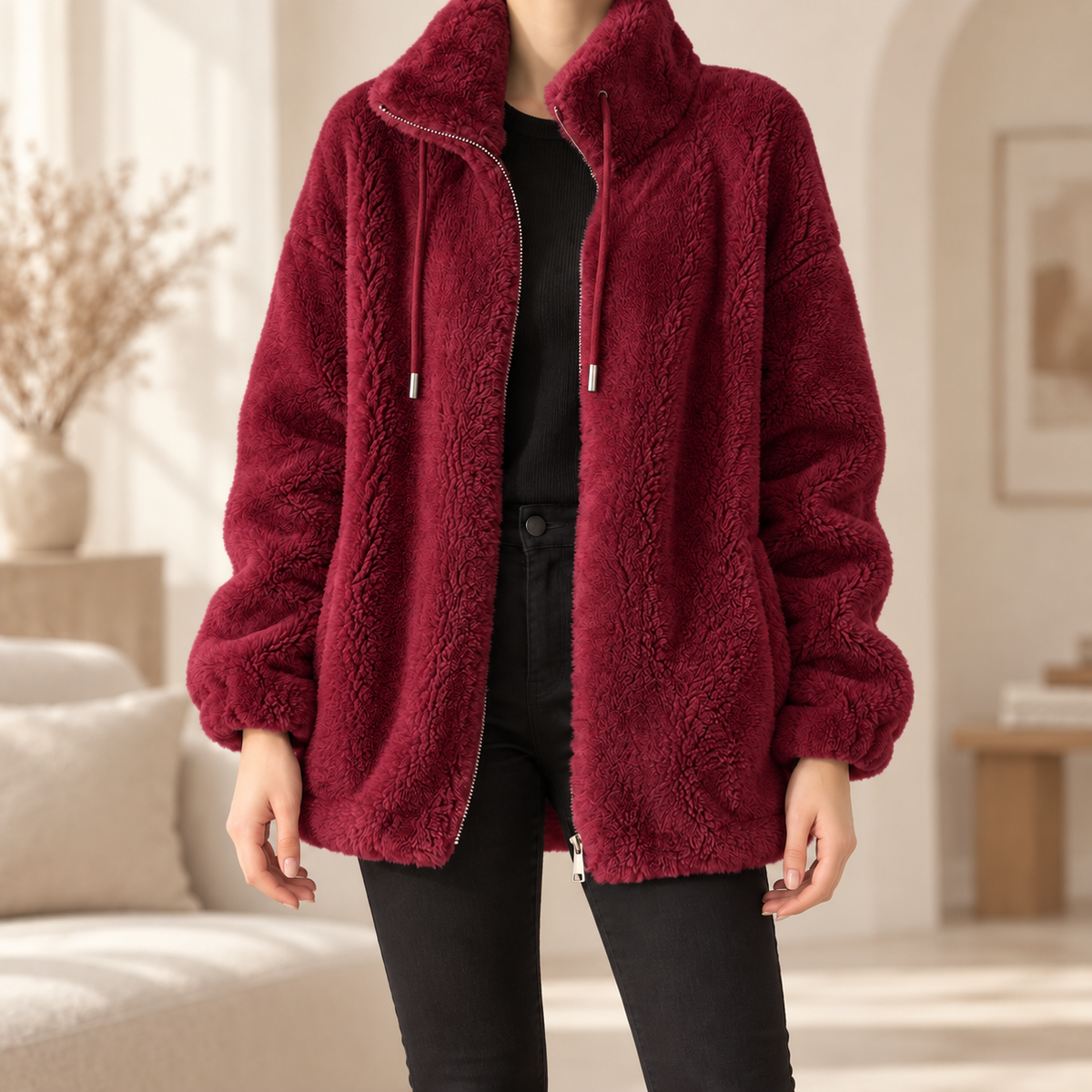 Fleece-Mantel Katharina – Oversized mit Reißverschluss