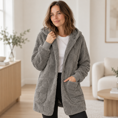 Teddy-Cardigan Karla – Oversized mit Kapuze