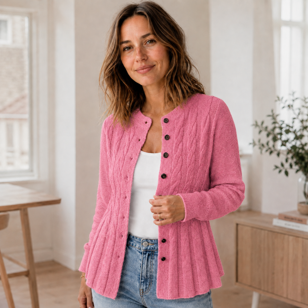 Strickjacke Mila – Cardigan mit Schößchen