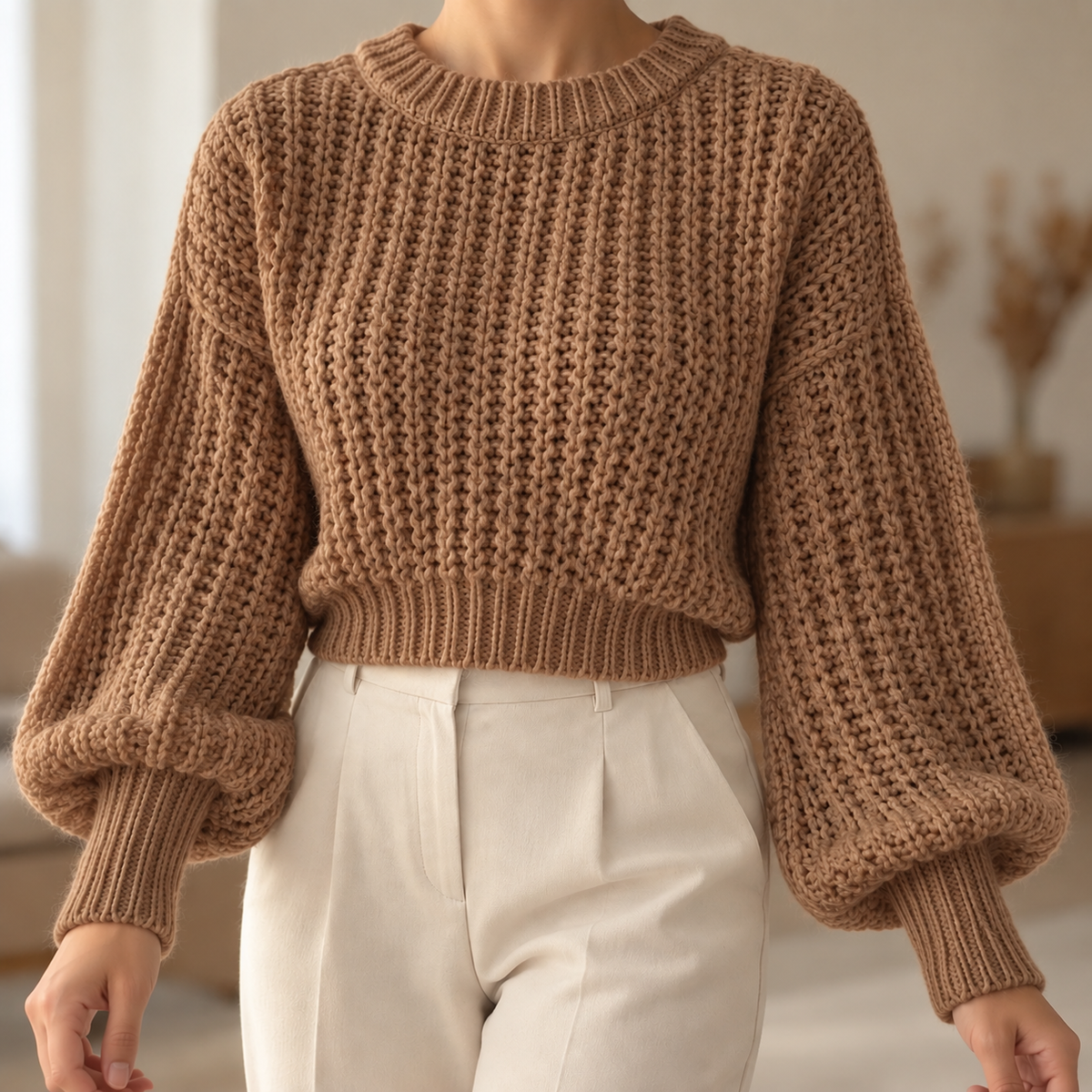Ballonärmel-Pullover Wenke – Kurz & Kuschelig
