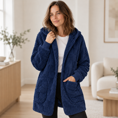 Teddy-Cardigan Karla – Oversized mit Kapuze
