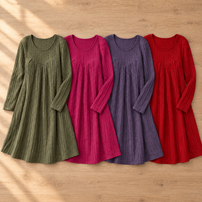 Strickkleid Beatrix – Patchwork in Curvy-Größen