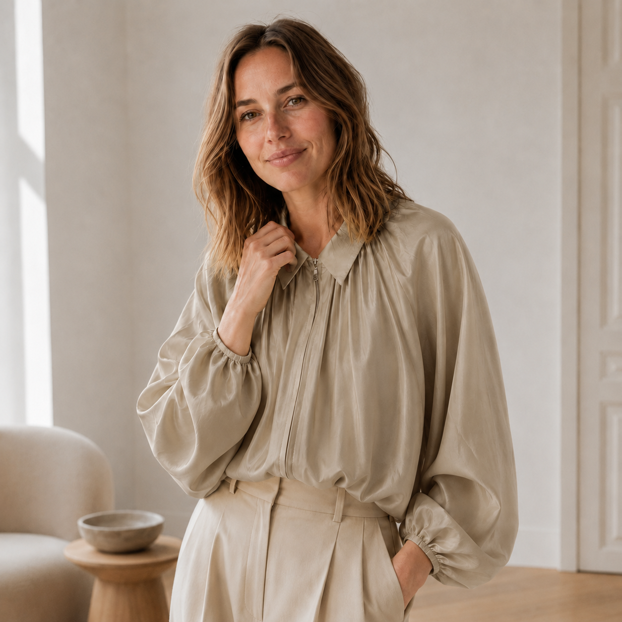 Oversize-Hemdbluse Lotte – Puffärmel & Ballonsaum