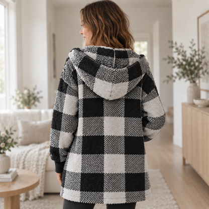 Fleece-Cardigan Merit – Karo-Patchwork mit Kapuze