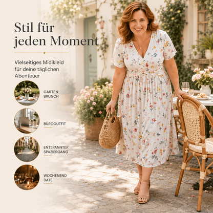 Sommerkleid Yara – V-Ausschnitt mit Blumenprint und Taillenknoten