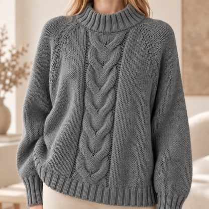 Strickpullover Johanna – Zopfmuster im Vintage-Look