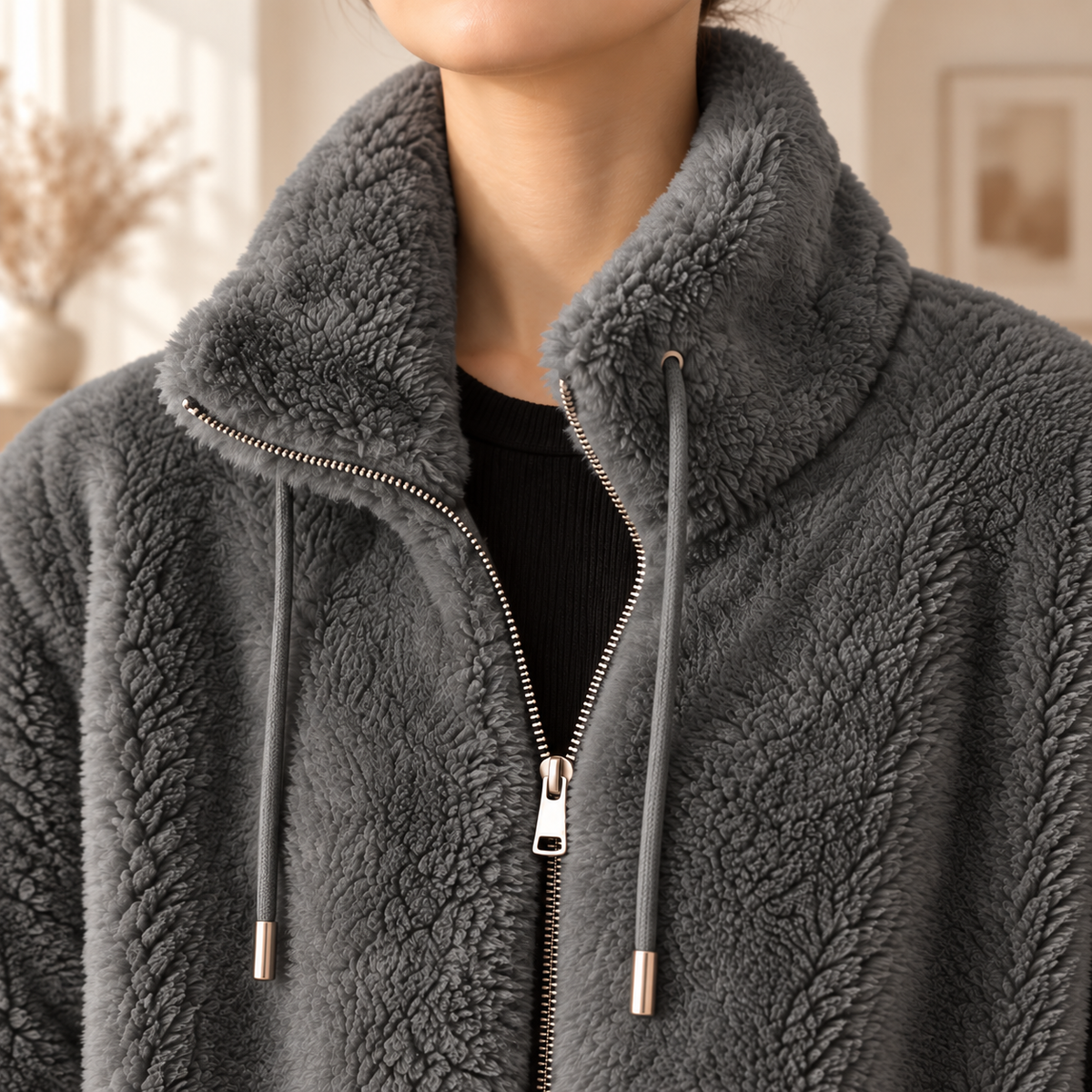 Fleece-Mantel Katharina – Oversized mit Reißverschluss
