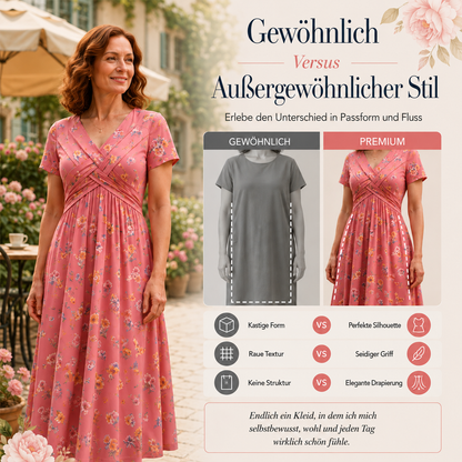 Sommerkleid Yara – V-Ausschnitt mit Blumenprint und Taillenknoten