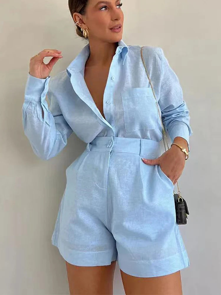 Loungewear-Set Nora – Hemd & Shorts