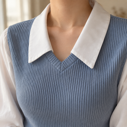 Lagen-Bluse Femke – Polokragen im 2-in-1-Look