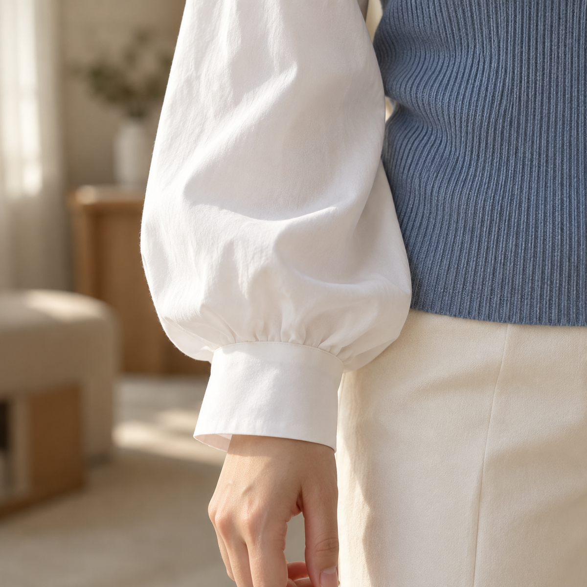 Lagen-Bluse Femke – Polokragen im 2-in-1-Look