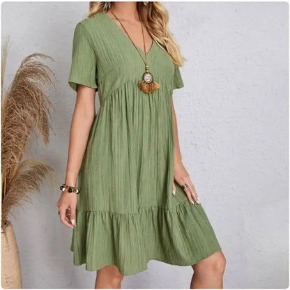 Volant-Sommerkleid Livia – V-Ausschnitt im Stufen-Look